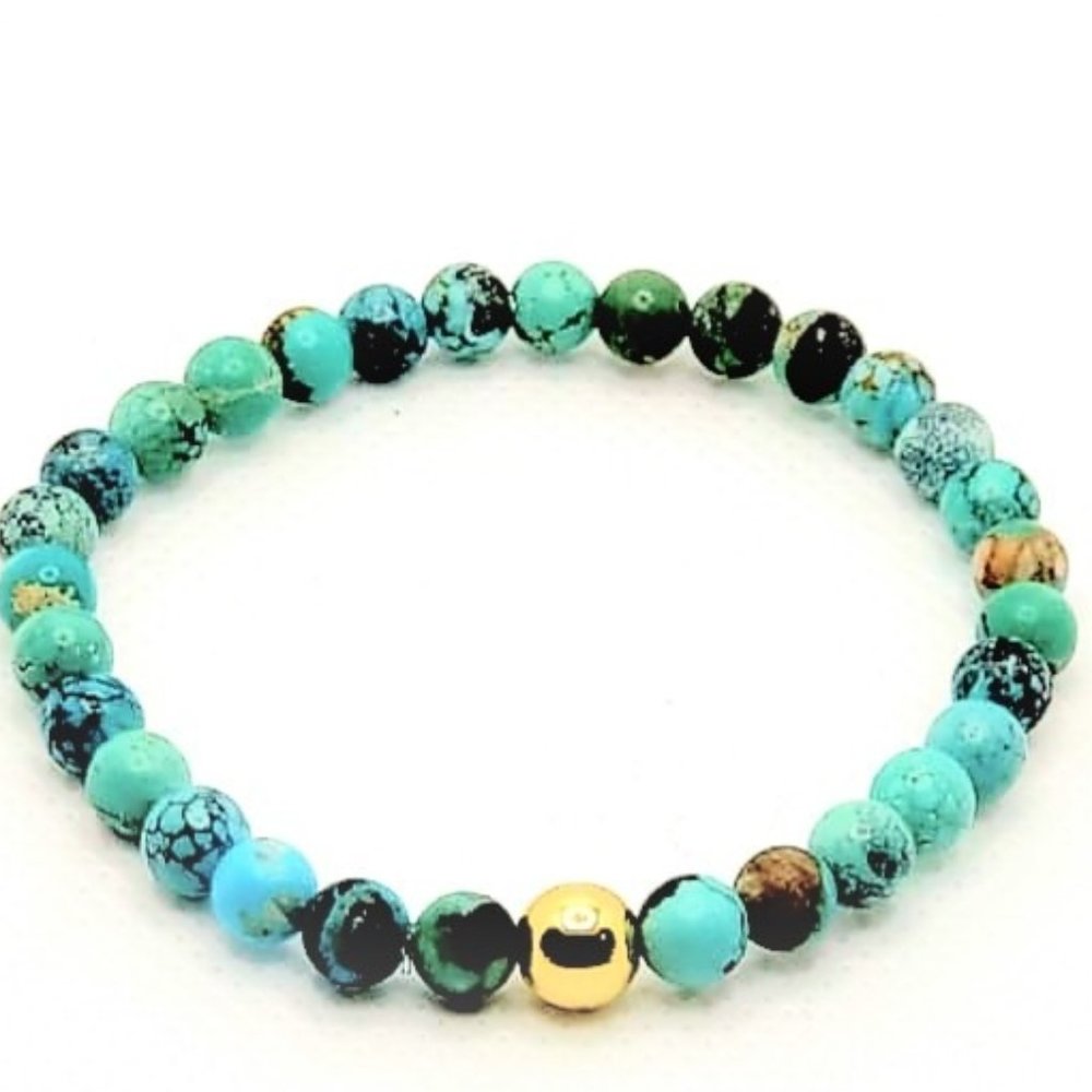 Genuine turquoise handmade stretch bead bracelet